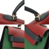 HERMES エルメス ケリー 32外縫い 2WAY ルージュアッシュ/ヴェール/ブルーインディゴ ○U刻印(1991年頃) レディース クシュベル ハンドバッグ Bランク 中古 銀蔵