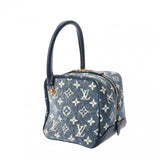 LOUIS VUITTON ルイヴィトン モノグラム スクエアバッグ ブルー M59608 レディース モノグラムジャガードデニム ハンドバッグ Aランク 中古 銀蔵