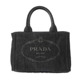 PRADA プラダ カナパ ミニ ブラック 1BG439 レディース デニム ハンドバッグ ABランク 中古 銀蔵