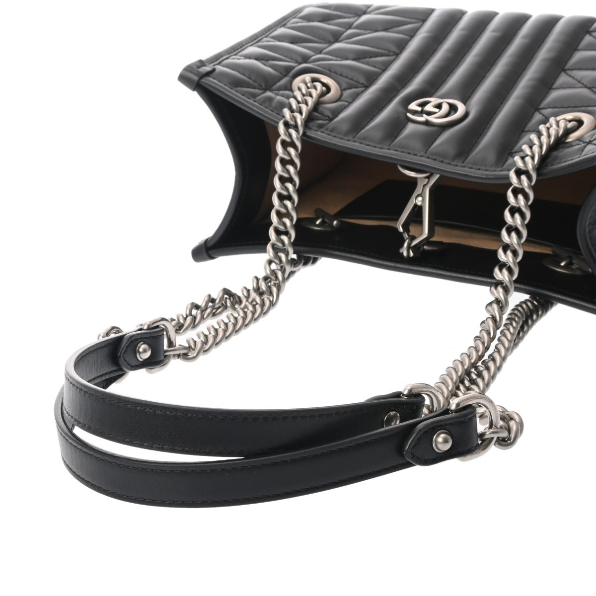 GUCCI グッチ GGマーモント スモール トートバッグ GUCCI グッチ GGマーモント スモールトートバッグ ブラック 681483