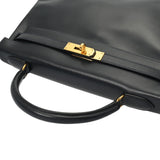 HERMES エルメス ケリー 32 外縫い ネイビー ○Y刻印(1995年頃) レディース ボックスカーフ 2WAYバッグ ABランク 中古 銀蔵