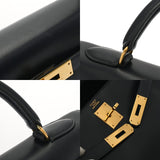 HERMES エルメス ケリー 32 外縫い ネイビー ○Y刻印(1995年頃) レディース ボックスカーフ 2WAYバッグ ABランク 中古 銀蔵