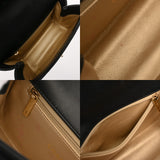 CHANEL シャネル トップハンドル フラップバッグ ブラック レディース カーフ ショルダーバッグ Bランク 中古 銀蔵