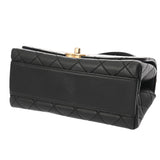 CHANEL シャネル トップハンドル フラップバッグ ブラック レディース カーフ ショルダーバッグ Bランク 中古 銀蔵