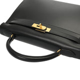 HERMES エルメス ケリー 32 外縫い ブラック □B刻印(1998年頃) レディース ボックスカーフ 2WAYバッグ Aランク 中古 銀蔵