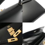 HERMES エルメス ケリー 32 外縫い ブラック □B刻印(1998年頃) レディース ボックスカーフ 2WAYバッグ Aランク 中古 銀蔵