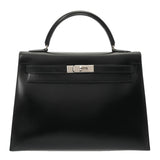 HERMES エルメス ケリー 32 外縫い ブラック □B刻印(1998年頃) レディース ボックスカーフ 2WAYバッグ ABランク 中古 銀蔵