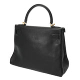 HERMES エルメス ケリームー 28 ブラック ○D刻印(1974年頃) レディース ヴォーガリバー ハンドバッグ ABランク 中古 銀蔵