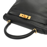 HERMES エルメス ケリームー 28 ブラック ○D刻印(1974年頃) レディース ヴォーガリバー ハンドバッグ ABランク 中古 銀蔵