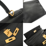 HERMES エルメス ケリームー 28 ブラック ○D刻印(1974年頃) レディース ヴォーガリバー ハンドバッグ ABランク 中古 銀蔵