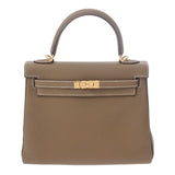 HERMES エルメス ケリー25 内縫い エトゥープ W刻印(2024年頃) レディース トゴ 2WAYバッグ 未使用 銀蔵