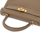 HERMES エルメス ケリー25 内縫い エトゥープ W刻印(2024年頃) レディース トゴ 2WAYバッグ 未使用 銀蔵