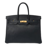 HERMES エルメス バーキン 35 ブルーインディゴ ○Y刻印(1995年頃) ユニセックス フィヨルド ハンドバッグ ABランク 中古 銀蔵