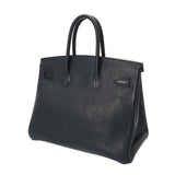 HERMES エルメス バーキン 35 ブルーインディゴ ○Y刻印(1995年頃) ユニセックス フィヨルド ハンドバッグ ABランク 中古 銀蔵