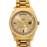 ロレックス デイデイト 8Pダイヤ 2Pバケットルビー 218238BG ランダムシリアル シャンパン/ダイヤモンド/ルビー メンズ 腕時計 自動巻き 中古 銀蔵