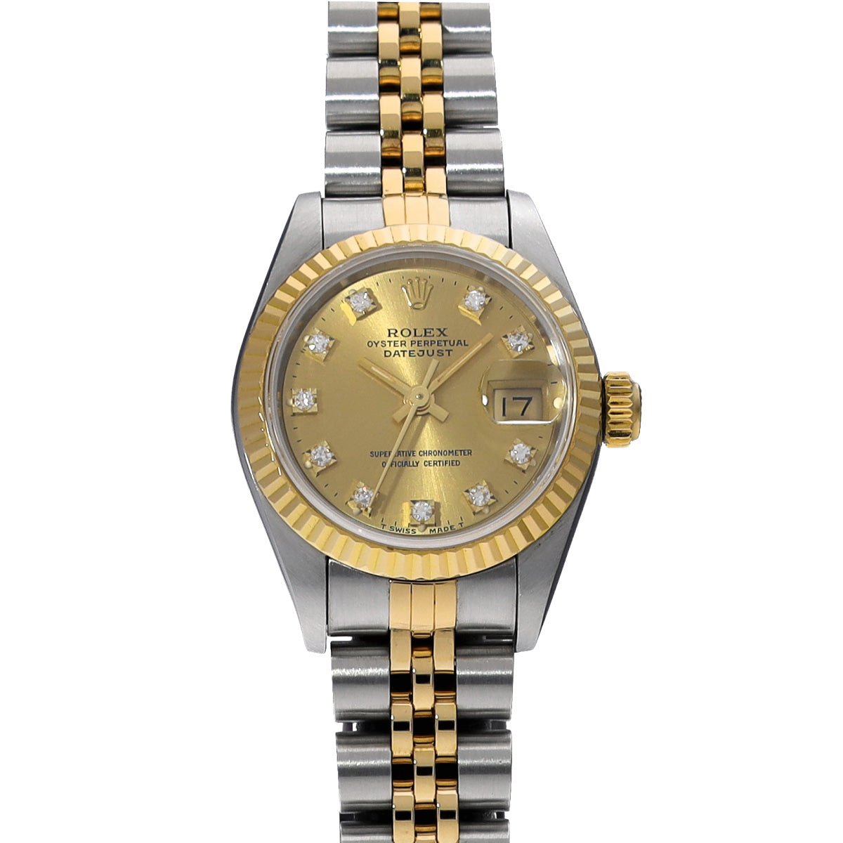 ロレックス ROLEX デイトジャスト レディース 自動巻き 腕時計 SS/YG 10Pダイヤ シャンパン文字盤 S番 1993年 69173G 中古 新入荷 RO0274 デイトジャスト ロレックス レディース 自動巻き 腕時計 SS/YG 10P
