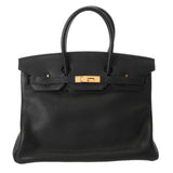 HERMES エルメス バーキン 35 ブラック □G刻印(2003年頃) ユニセックス トリヨンクレマンス ハンドバッグ ABランク 中古 銀蔵