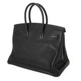 HERMES エルメス バーキン 35 ブラック □G刻印(2003年頃) ユニセックス トリヨンクレマンス ハンドバッグ ABランク 中古 銀蔵