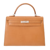 HERMES エルメス ケリー 32 外縫い ナチュラル □J刻印(2006年頃) レディース ヴァッシュ 2WAYバッグ Bランク 中古 銀蔵