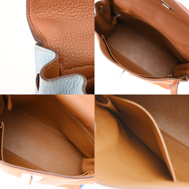 極美品◎HERMES エルメス 23AW レクタングル アンプリムール・フルー カシミヤ シルク エトゥープ/オレンジ/インディゴ ストール フランス製 メンズ 極美品◎HERMES エルメス 23AW レクタングル アンプリムール・フルー