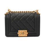 CHANEL シャネル ボーイシャネル チェーンショルダー 15cm ブラック A67364 レディース キャビアスキン ショルダーバッグ Aランク 中古 銀蔵