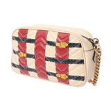 GUCCI グッチ GGマーモント スモールカメラバッグ アイボリー/レッド/ネイビー 447632 レディース レザー ショルダーバッグ Bランク 中古 銀蔵