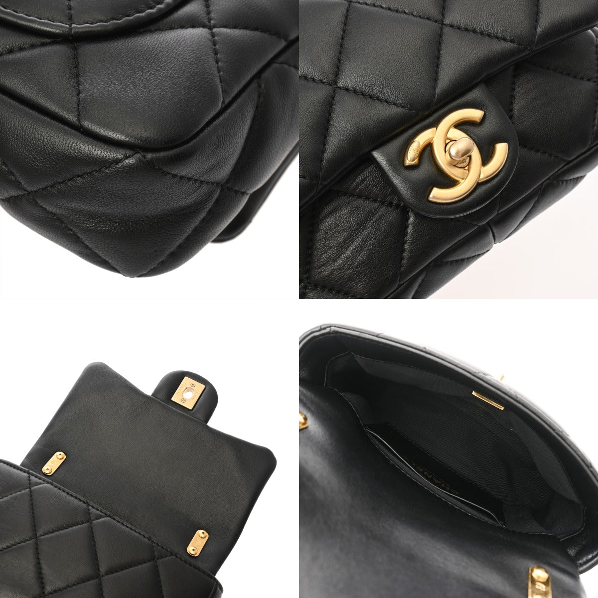 シャネル ミニフラップバッグ 42976 ブラック レディース ラムスキン