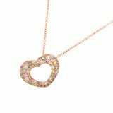 Ponte Vecchio ポンテヴェキオ エモツィオーネネックレス ダイヤ0.12ct サファイア0.27/0.11ct マルチストーン レディース K18ピンクゴールド PG ネックレス Aランク 中古 銀蔵