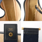 HERMES エルメス サコ ワンショルダー ベージュ/ネイビー ○J刻印(1980年頃) ユニセックス トワルアッシュ/レザー ショルダーバッグ Bランク 中古 銀蔵