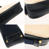 HERMES エルメス サコ ワンショルダー ベージュ/ネイビー ○J刻印(1980年頃) ユニセックス トワルアッシュ/レザー ショルダーバッグ Bランク 中古 銀蔵