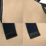 HERMES エルメス サコ ワンショルダー ベージュ/ネイビー ○J刻印(1980年頃) ユニセックス トワルアッシュ/レザー ショルダーバッグ Bランク 中古 銀蔵