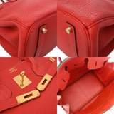 HERMES エルメス バーキン 35 ルージュピヴォワンヌ □P刻印(2012年頃) ユニセックス トゴ ハンドバッグ Aランク 中古 銀蔵