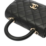 CHANEL シャネル マトラッセ トップハンドル ミニフラップバッグ XXS ブラック AS2215 レディース キャビアスキン ハンドバッグ Aランク 中古 銀蔵