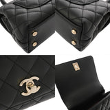 CHANEL シャネル マトラッセ トップハンドル ミニフラップバッグ XXS ブラック AS2215 レディース キャビアスキン ハンドバッグ Aランク 中古 銀蔵