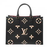 LOUIS VUITTON ルイヴィトン モノグラムアンプラント オンザゴー MM 2WAYトート ブラック/ベージュ M45495 レディース レザー ハンドバッグ Aランク 中古 銀蔵