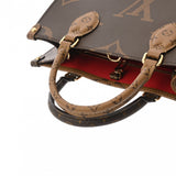 LOUIS VUITTON ルイヴィトン モノグラムリバース オンザゴー PM ブラウン M46373 レディース モノグラムキャンバス ハンドバッグ Aランク 中古 銀蔵