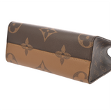 LOUIS VUITTON ルイヴィトン モノグラムリバース オンザゴー PM ブラウン M46373 レディース モノグラムキャンバス ハンドバッグ Aランク 中古 銀蔵