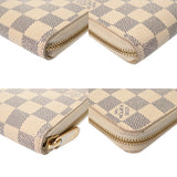 LOUIS VUITTON ルイヴィトン ダミエアズール ジッピーウォレット ホワイト N41660 ユニセックス ダミエキャンバス 長財布 Bランク 中古 銀蔵
