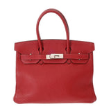 HERMES エルメス バーキン 30 ルージュヴィフ □I刻印(2005年頃) レディース フィヨルド ハンドバッグ ABランク 中古 銀蔵