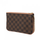 LOUIS VUITTON ルイヴィトン ダミエ ポシェット ドゥーブルジップ ブラウン/ピンク N60254 レディース ダミエキャンバス ショルダーバッグ Aランク 中古 銀蔵