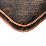 LOUIS VUITTON ルイヴィトン ダミエ ポシェット ドゥーブルジップ ブラウン/ピンク N60254 レディース ダミエキャンバス ショルダーバッグ Aランク 中古 銀蔵