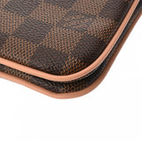 LOUIS VUITTON ルイヴィトン ダミエ ポシェット ドゥーブルジップ ブラウン/ピンク N60254 レディース ダミエキャンバス ショルダーバッグ Aランク 中古 銀蔵