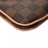 LOUIS VUITTON ルイヴィトン ダミエ ポシェット ドゥーブルジップ ブラウン/ピンク N60254 レディース ダミエキャンバス ショルダーバッグ Aランク 中古 銀蔵