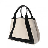 BALENCIAGA バレンシアガ ネイビーカバス M ベージュ/ブラック 581292 レディース キャンバス レザー ハンドバッグ Aランク 中古 銀蔵