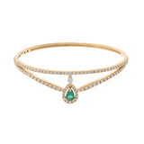 no brand ノーブランド エメラルド0.50ct ダイヤ2.50ct レディース K18イエローゴールド YG バングル Aランク 中古 銀蔵