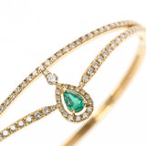 no brand ノーブランド エメラルド0.50ct ダイヤ2.50ct レディース K18イエローゴールド YG バングル Aランク 中古 銀蔵