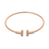 TIFFANY&Co. ティファニー Tワイヤー ダイヤ 0.24ct レディース K18ピンクゴールド PG ブレスレット Aランク 中古 銀蔵