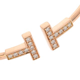 TIFFANY&Co. ティファニー Tワイヤー ダイヤ 0.24ct レディース K18ピンクゴールド PG ブレスレット Aランク 中古 銀蔵