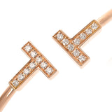 TIFFANY&Co. ティファニー Tワイヤー ダイヤ 0.24ct レディース K18ピンクゴールド PG ブレスレット Aランク 中古 銀蔵