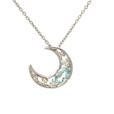STAR JEWELRY スタージュエリー 月モチーフ パライバトルマリン ダイヤ0.07ct レディース K18イエローゴールド YG ネックレス Aランク 中古 銀蔵